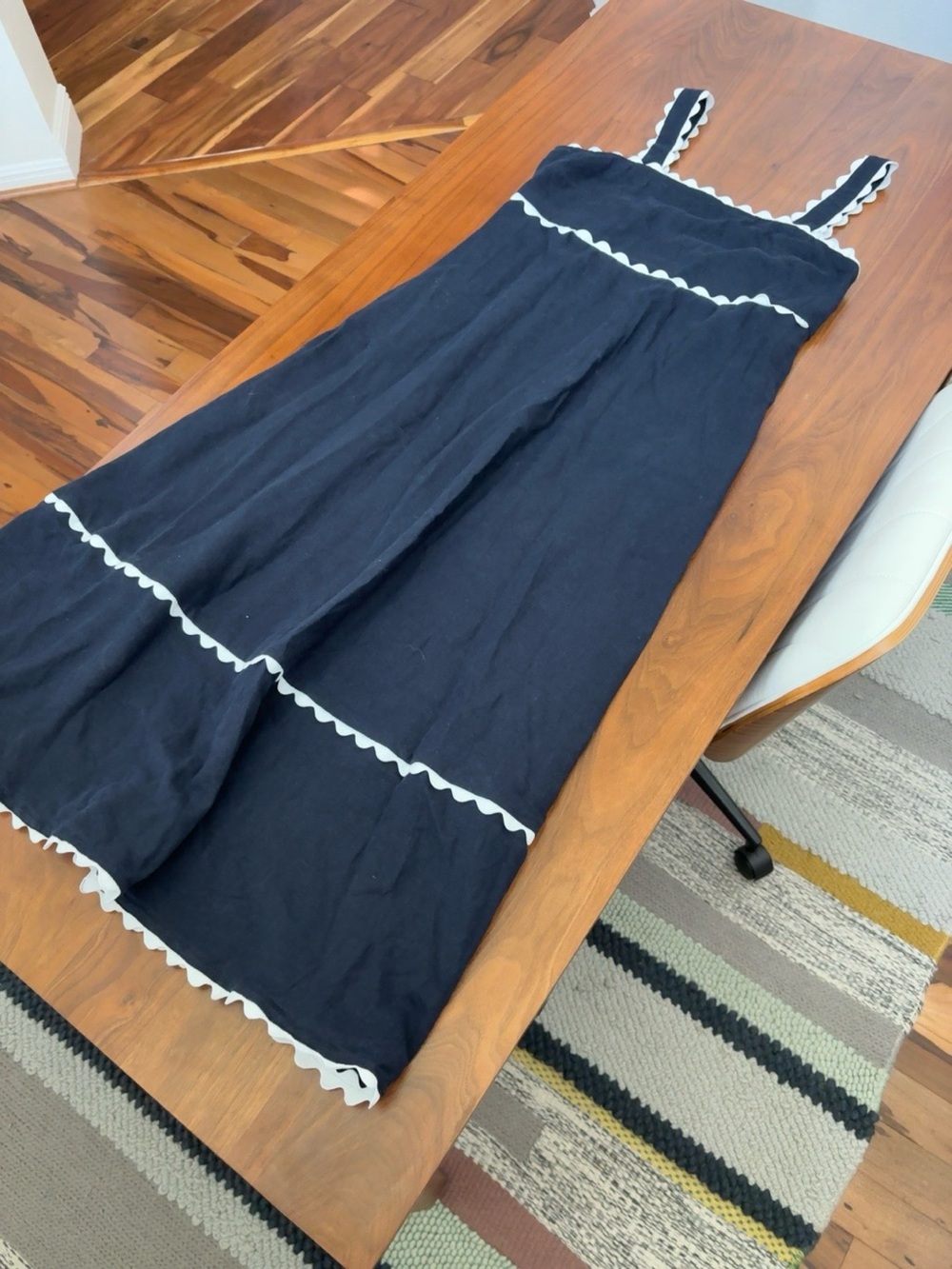 Cynthia Rowley Linen Blend Rickrack Trim Midi Maxi Dress Size XL - Picture 3 of 7